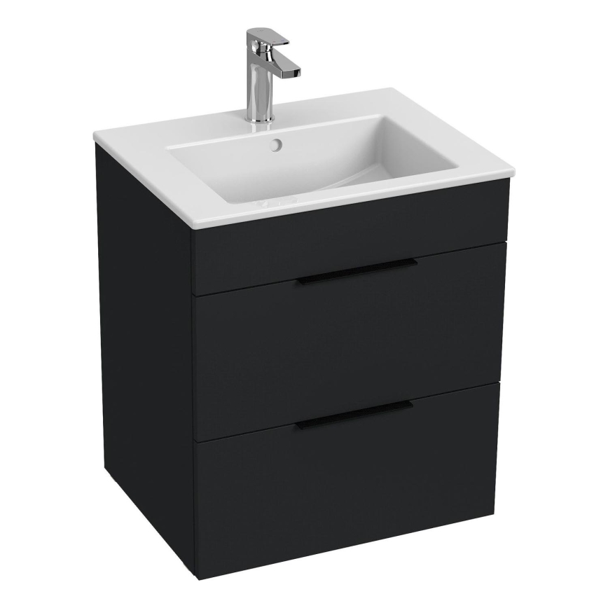 JIKA H4536121763521 - Kopalniška omarica z umivalnikom CUBE 60,7x55 cm črna
