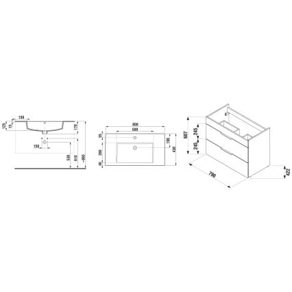 JIKA H4537621763001 - Kopalniška omarica z umivalnikom CUBE 80 cm bela