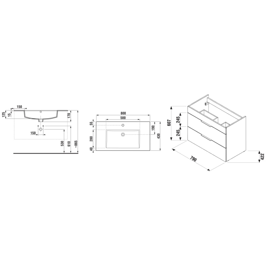 JIKA H4537621763001 - Kopalniška omarica z umivalnikom CUBE 80 cm bela