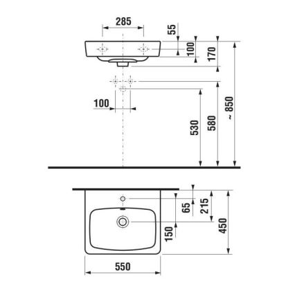 JIKA H8103810001041 - Stenski umivalnik LYRA 55x45 cm keramika/bela