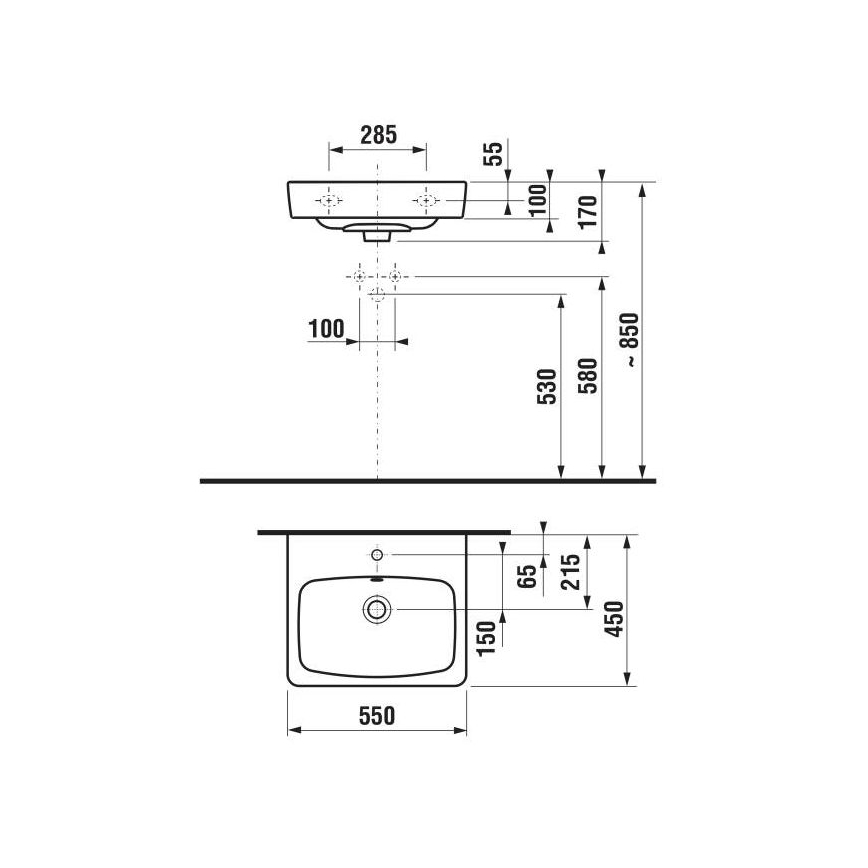 JIKA H8103810001041 - Stenski umivalnik LYRA 55x45 cm keramika/bela