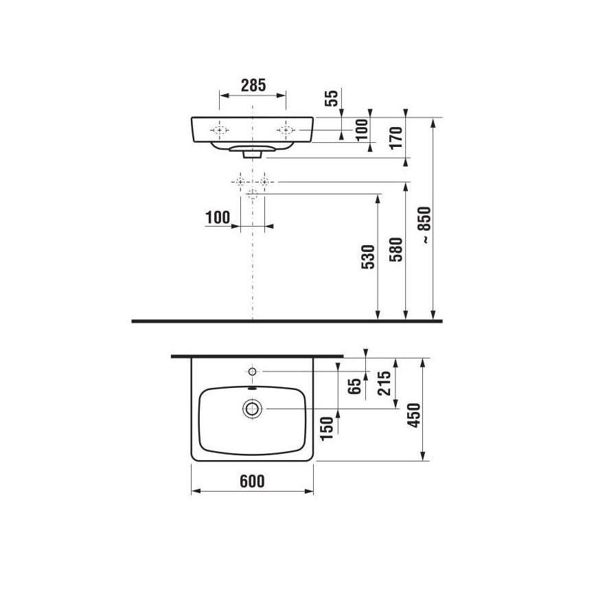 JIKA H8103820001041 - Stenski umivalnik LYRA 60x45 cm keramika/bela
