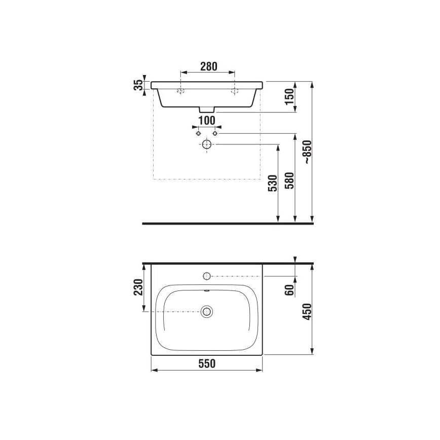 JIKA H8127120001041 - Stenski umivalnik MIO 55x45 cm keramika/bela