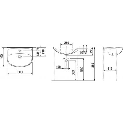 JIKA H8133830001041 - Vstavljeni umivalnik LYRA 60x46 cm keramika/bela