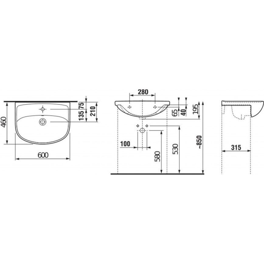 JIKA H8133830001041 - Vstavljeni umivalnik LYRA 60x46 cm keramika/bela