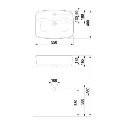 JIKA H8183820001041 - Namizni umivalnik LYRA 55x40 cm keramika/bela