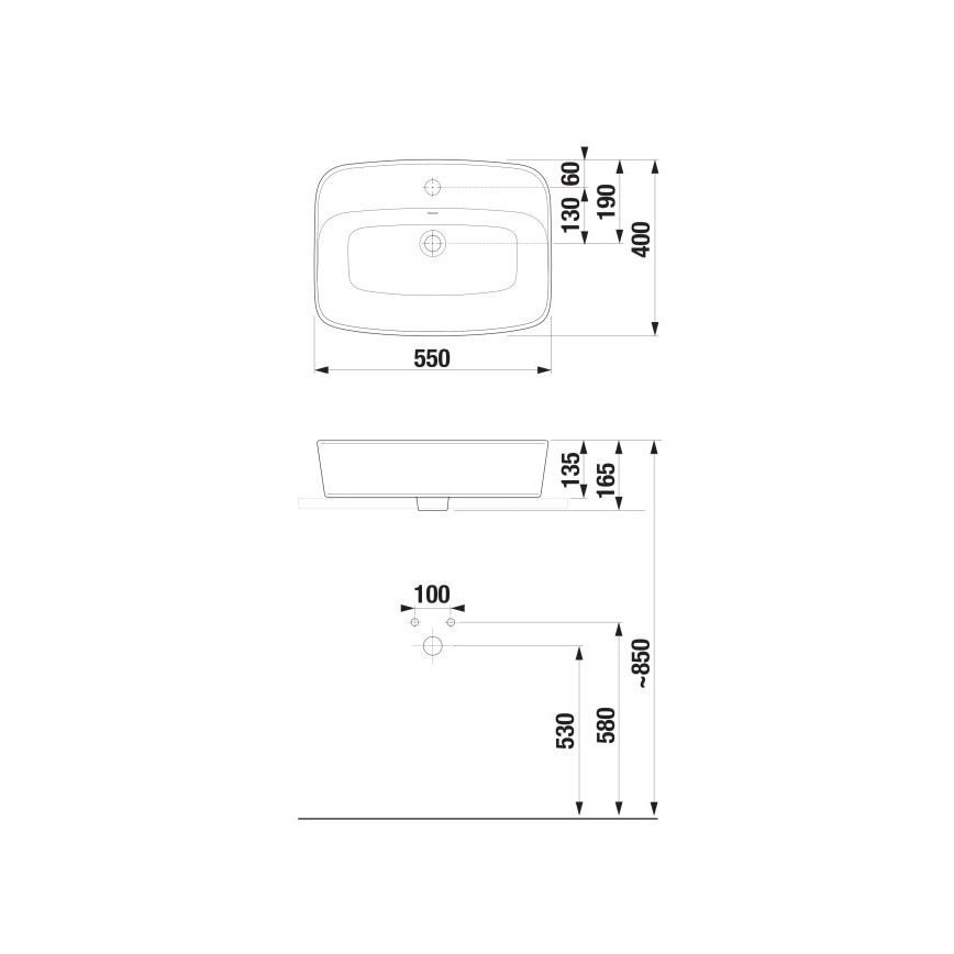 JIKA H8183820001041 - Namizni umivalnik LYRA 55x40 cm keramika/bela