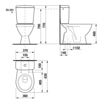 JIKA H8263860002413 - Tesno spojeno stranišče LYRA keramika/bela