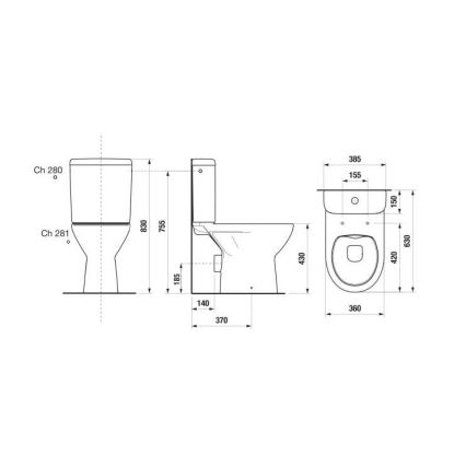 JIKA H8273860002801 - Tesno spojeno stranišče LYRA keramika/bela