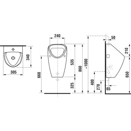JIKA H8430610000001 - Pisoar GOLEM notranji dovod, zadnji odtok keramika/bela