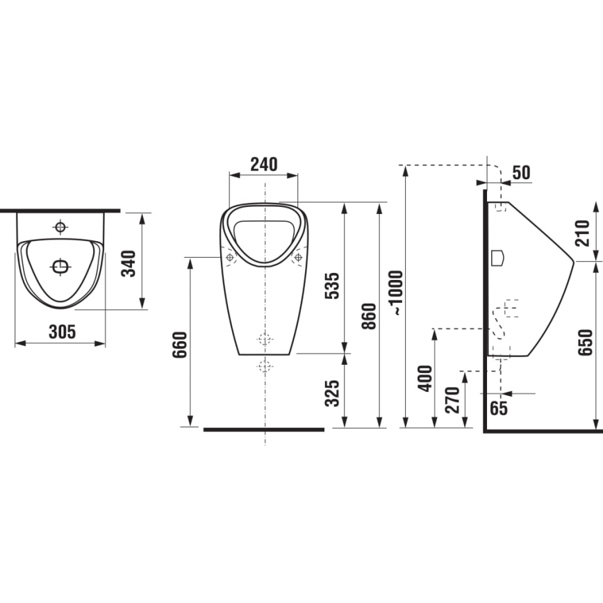 JIKA H8430610000001 - Pisoar GOLEM notranji dovod, zadnji odtok keramika/bela