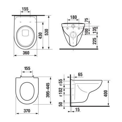 JIKA H8663800000001 - Viseča WC školjka LYRA keramika/bela + WC sedež SoftClose LYRA duroplast/bela
