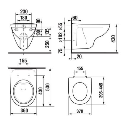 JIKA H8663840000001 - Viseči WC LYRA keramika/bela + WC sedež SoftClose LYRA duroplast/bela