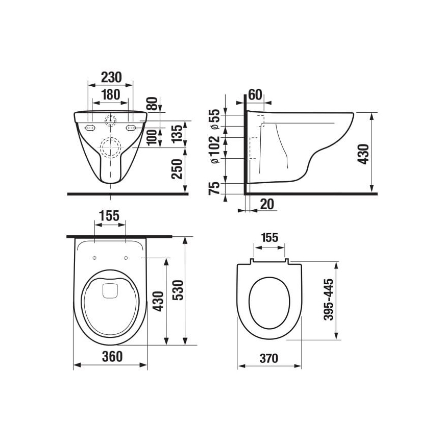 JIKA H8663840000001 - Viseči WC LYRA keramika/bela + WC sedež SoftClose LYRA duroplast/bela