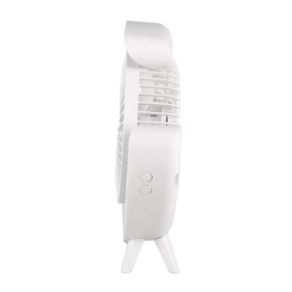 JOHNSON - LED RGB polnljiv namizni ventilator večbarven LED/5W/3,7V 1200 mAh premer 14 cm bel