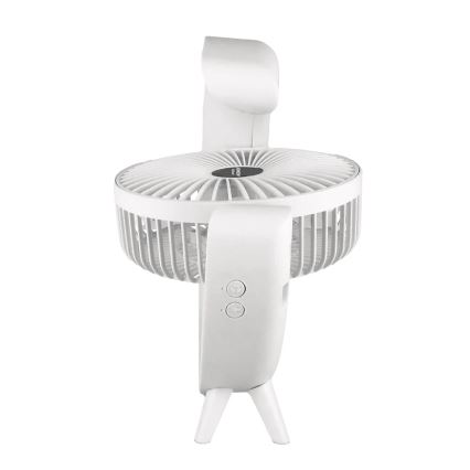 JOHNSON - LED RGB polnljiv namizni ventilator večbarven LED/5W/3,7V 1200 mAh premer 14 cm bel