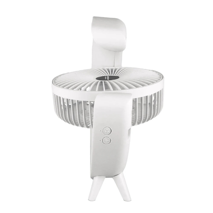 JOHNSON - LED RGB polnljiv namizni ventilator večbarven LED/5W/3,7V 1200 mAh premer 14 cm bel