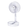 JOHNSON - Polnilni namizni ventilator GIRAFFA 5W/3,7V 1200 mAh premer 20 cm bela