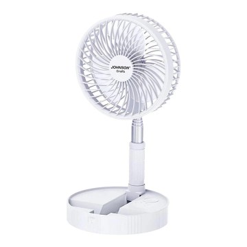 JOHNSON - Polnilni namizni ventilator GIRAFFA 5W/3,7V 1200 mAh premer 20 cm bela