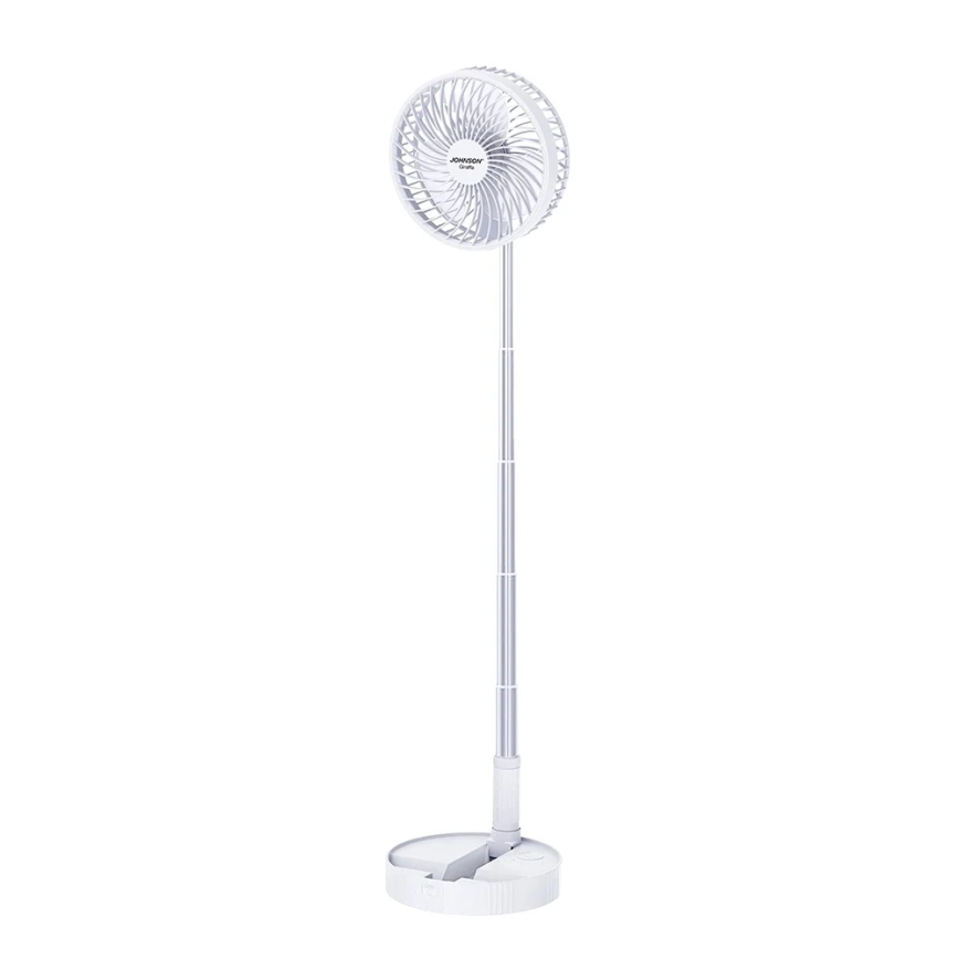 JOHNSON - Polnilni namizni ventilator GIRAFFA 5W/3,7V 1200 mAh premer 20 cm bela