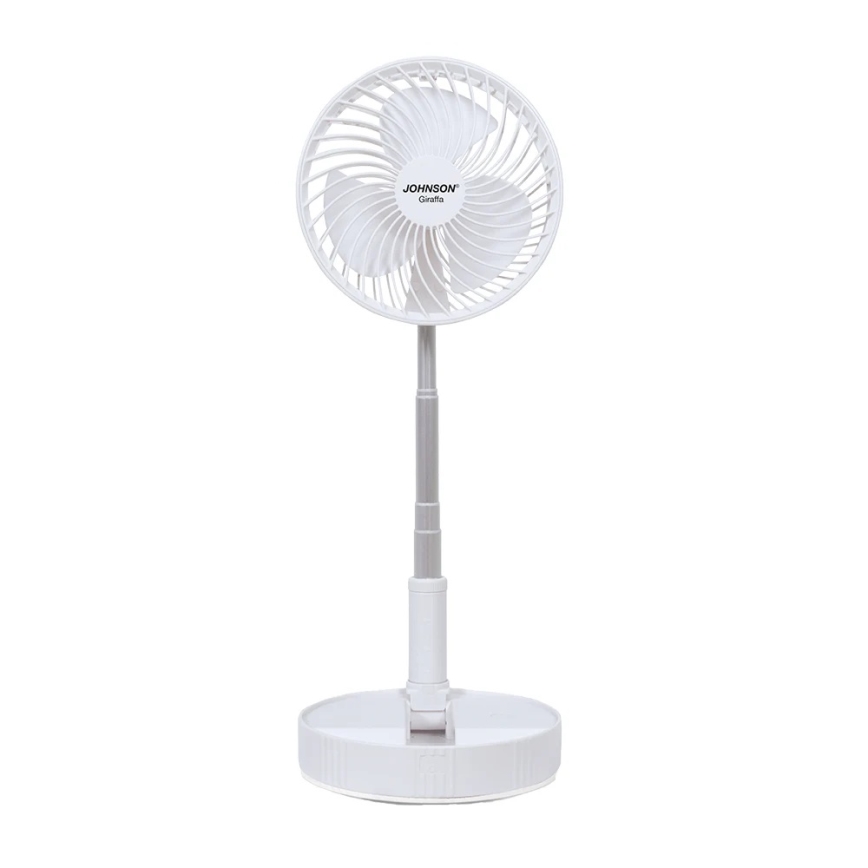 JOHNSON - Polnilni namizni ventilator GIRAFFA 5W/3,7V 1200 mAh premer 20 cm bela
