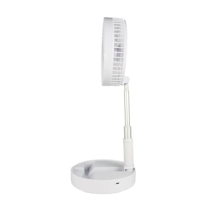 JOHNSON - Polnilni namizni ventilator GIRAFFA 5W/3,7V 1200 mAh premer 20 cm bela