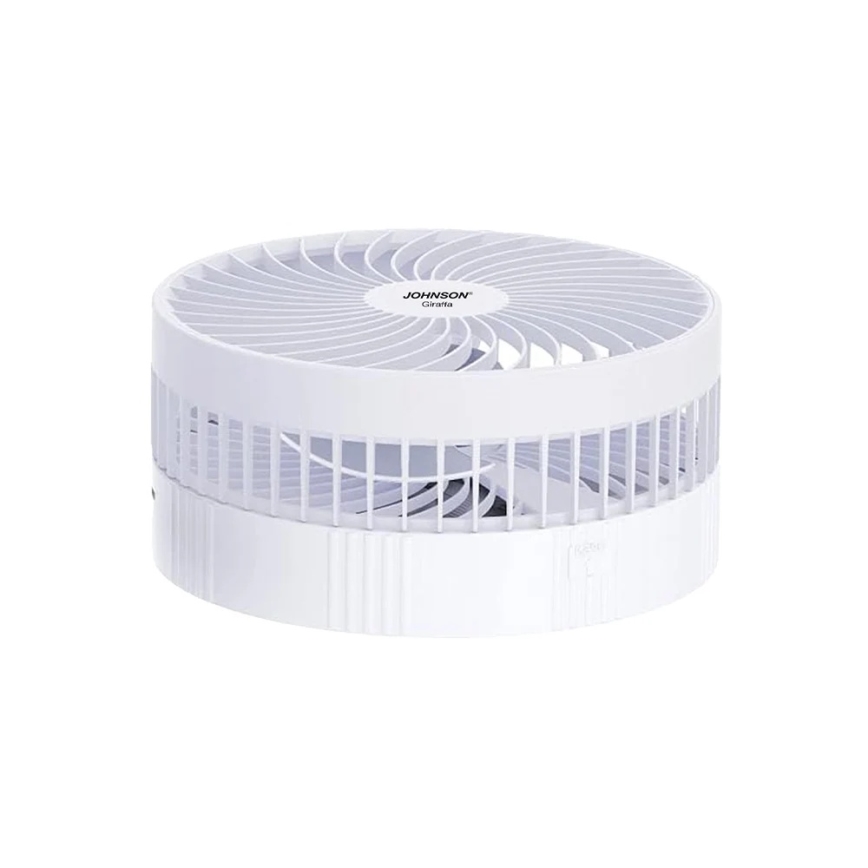 JOHNSON - Polnilni namizni ventilator GIRAFFA 5W/3,7V 1200 mAh premer 20 cm bela