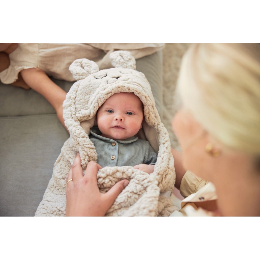 Jollein - Odeja za previjanje fleece Bunny 100x105 cm Nougat