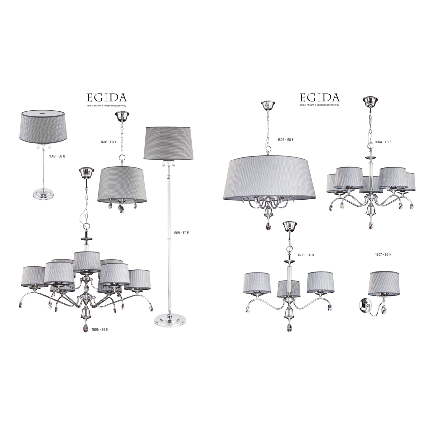 Jupiter 1604 - EG 5 CH - Kristalni lestenec EGIDA 5xE27/60W