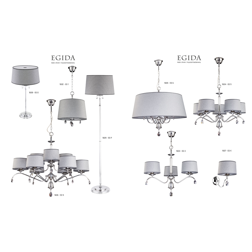 Jupiter 1609 - EG P CH - Kristalna talna svetilka EGIDA 3xE27/60W/230V