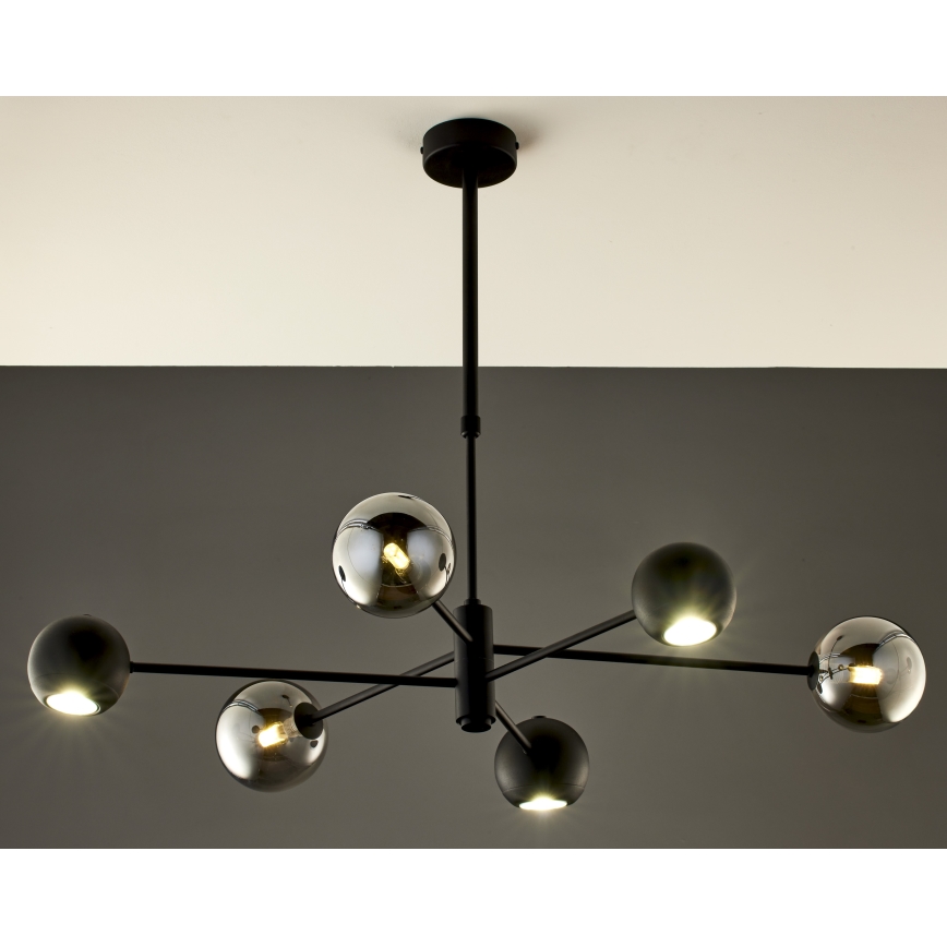 Jupiter 1974 - Lestenec na drogu MOKA 3xGU10/10W/230V + 3xG9/10W/230V črna/sijajni krom
