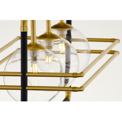 Jupiter 2030 - Lestenec na vrvici FIORI 3xG9/10W/230V črna/zlata/prozorna