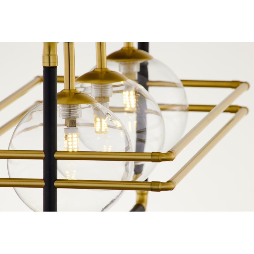 Jupiter 2030 - Lestenec na vrvici FIORI 3xG9/10W/230V črna/zlata/prozorna