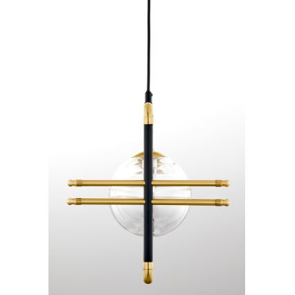 Jupiter 2030 - Lestenec na vrvici FIORI 3xG9/10W/230V črna/zlata/prozorna