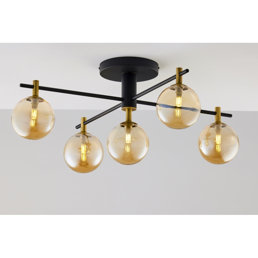 Jupiter 2032 - Nadgradni lestenec FIGARO 5xG9/10W/230V črna/zlata/bež
