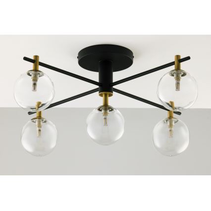 Jupiter 2035 - Nadgradni lestenec FIGARO 5xG9/10W/230V črna/zlata/bež/prozorna