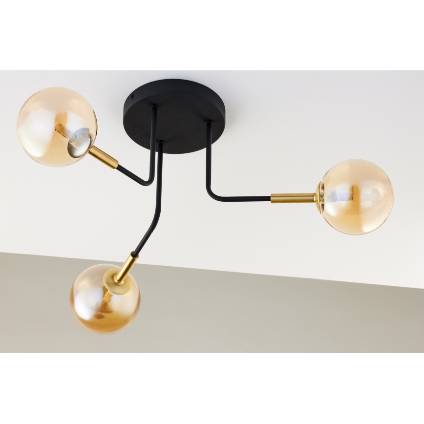 Jupiter 2037 - Lestenec na drogu BURANO 3xG9/10W/230V črna/zlata/bež