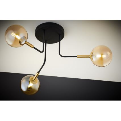 Jupiter 2037 - Lestenec na drogu BURANO 3xG9/10W/230V črna/zlata/bež