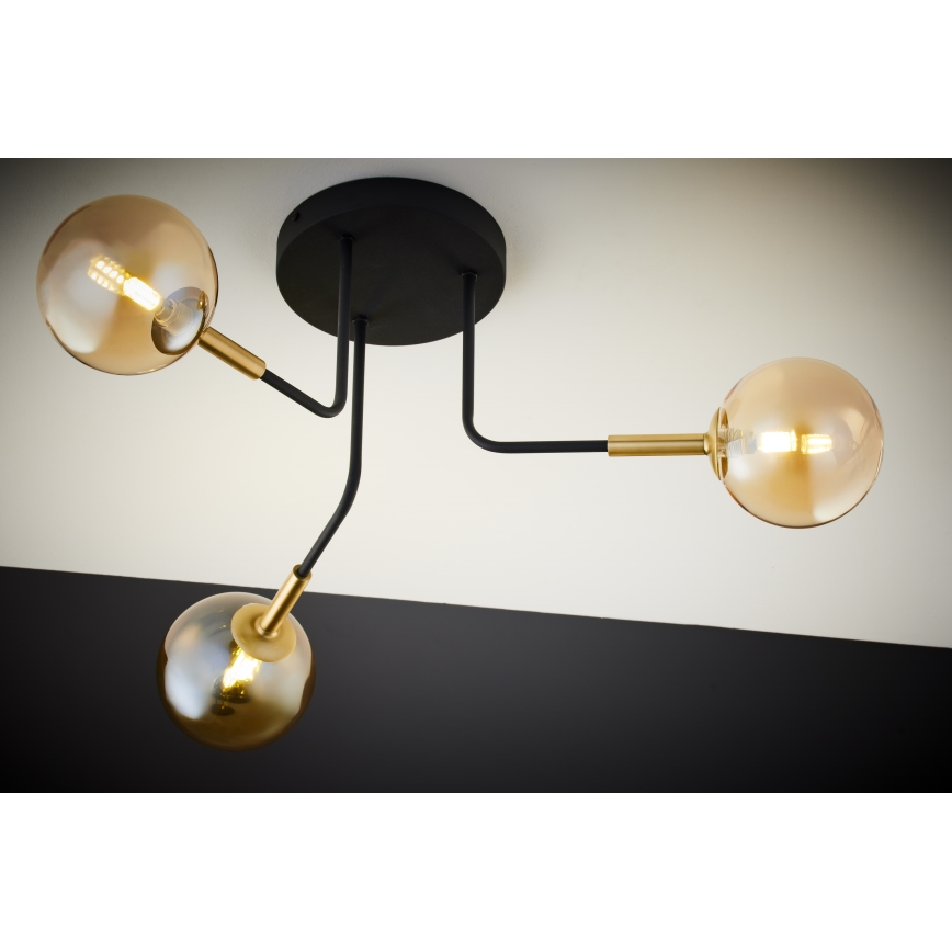 Jupiter 2037 - Lestenec na drogu BURANO 3xG9/10W/230V črna/zlata/bež