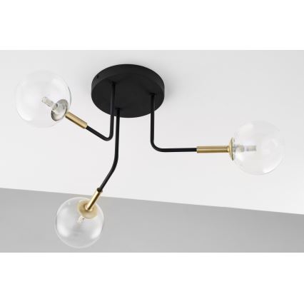 Jupiter 2039 - Lestenec na drogu BURANO 3xG9/10W/230V črna/zlata/prozorna