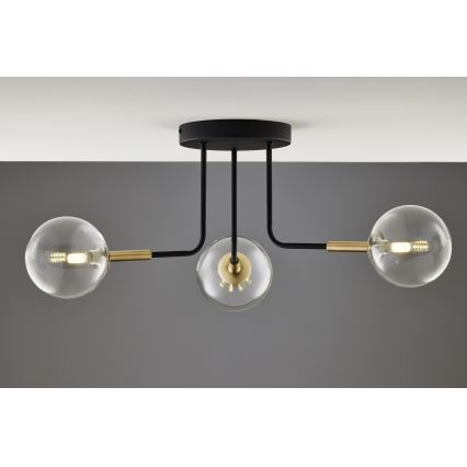 Jupiter 2039 - Lestenec na drogu BURANO 3xG9/10W/230V črna/zlata/prozorna