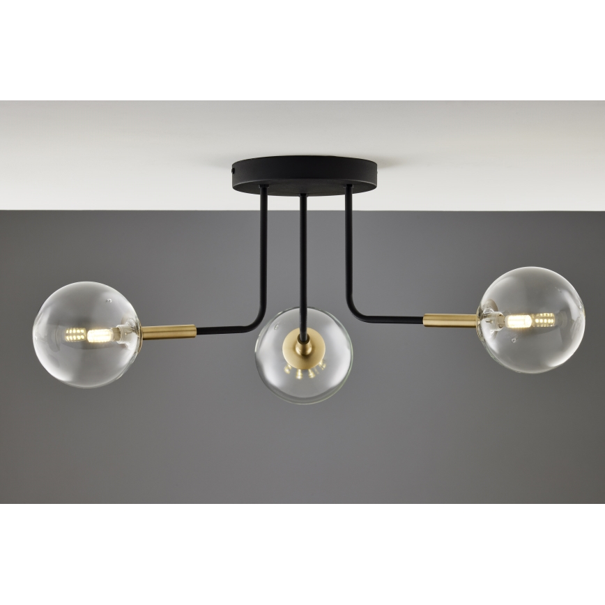 Jupiter 2039 - Lestenec na drogu BURANO 3xG9/10W/230V črna/zlata/prozorna