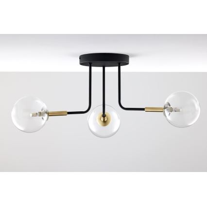 Jupiter 2039 - Lestenec na drogu BURANO 3xG9/10W/230V črna/zlata/prozorna