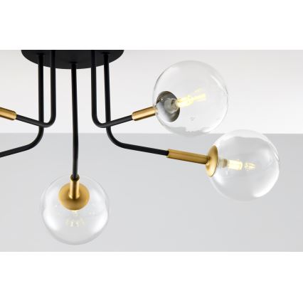 Jupiter 2040 - Lestenec na drogu BURANO 5xG9/10W/230V črna/zlata/prozorna