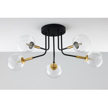Jupiter 2040 - Lestenec na drogu BURANO 5xG9/10W/230V črna/zlata/prozorna