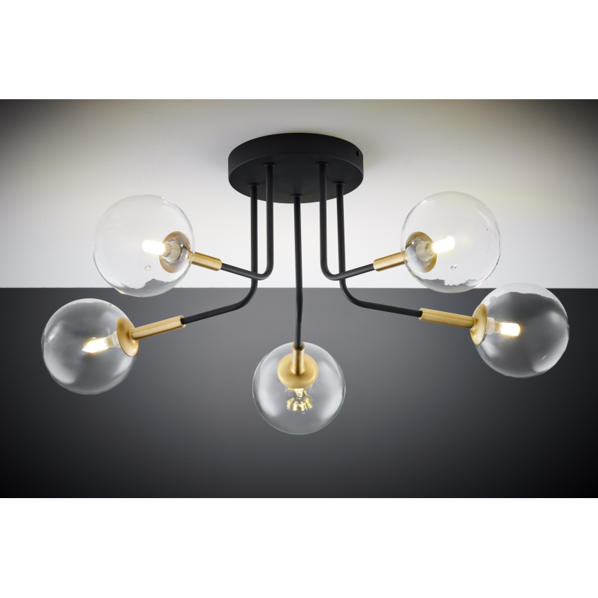 Jupiter 2040 - Lestenec na drogu BURANO 5xG9/10W/230V črna/zlata/prozorna