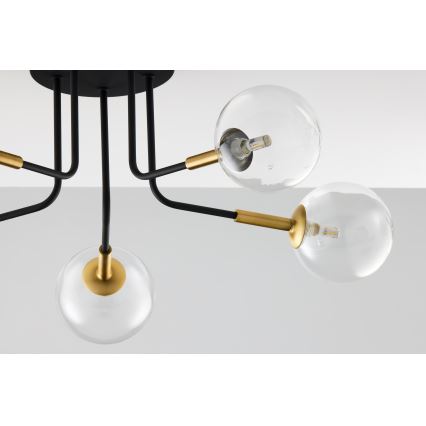 Jupiter 2040 - Lestenec na drogu BURANO 5xG9/10W/230V črna/zlata/prozorna