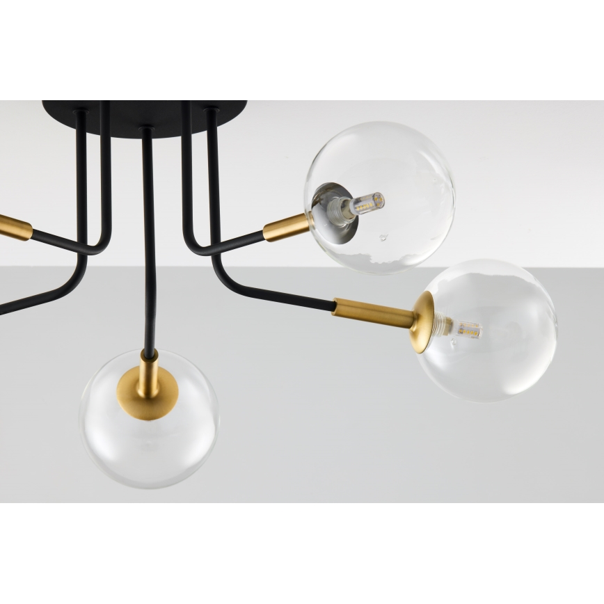Jupiter 2040 - Lestenec na drogu BURANO 5xG9/10W/230V črna/zlata/prozorna