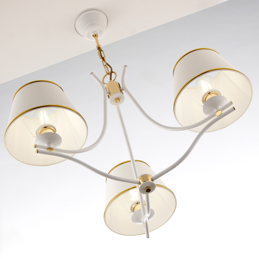 Jupiter 2085 - Lestenec na verigi SAMBA 3xE27/15W/230V bela/zlata