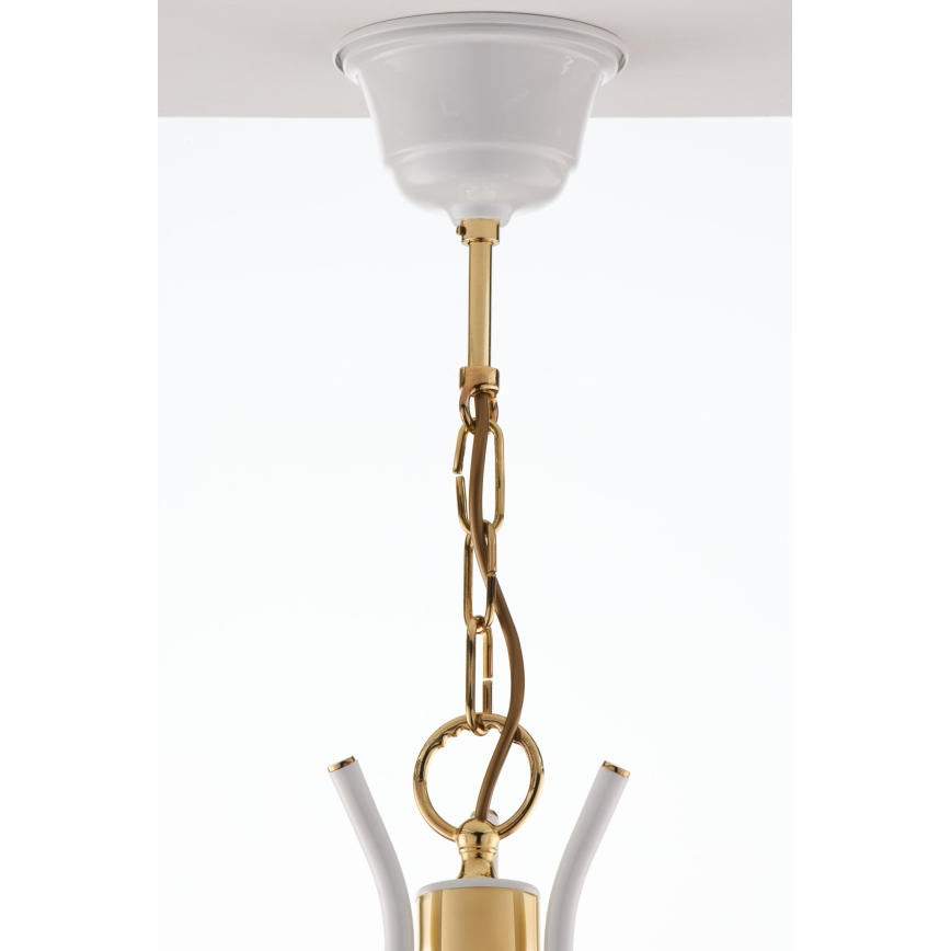 Jupiter 2085 - Lestenec na verigi SAMBA 3xE27/15W/230V bela/zlata